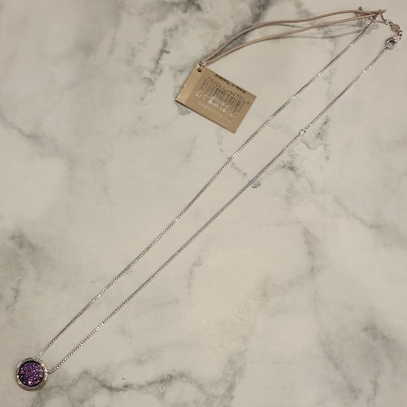 NWT JOHN HARDY Silver Bamboo Lava Pave Amethyst Round Circle Pendant Necklace - Picture 4 of 12